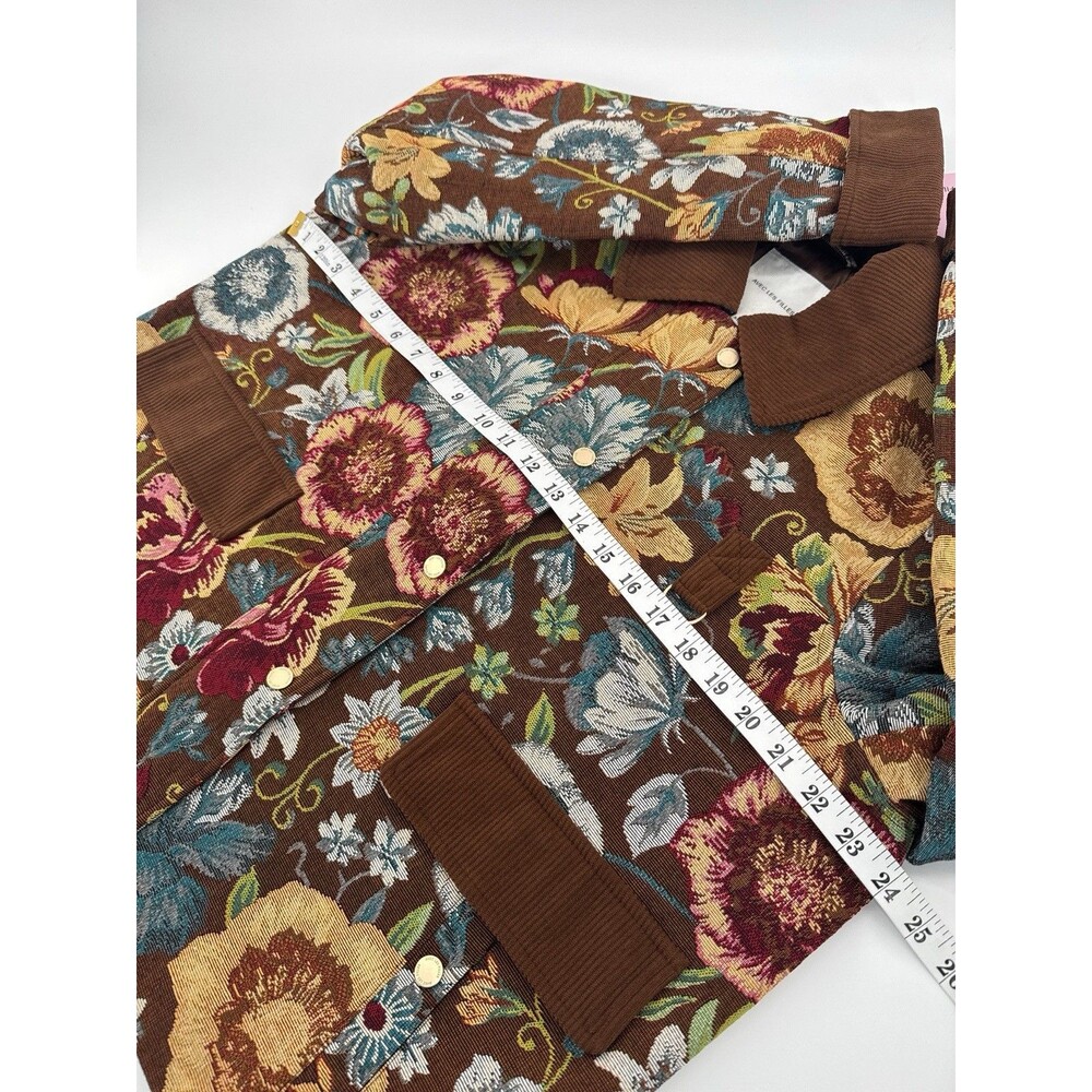 Anthropologie Avec Les Filles Floral Tapestry Jacket Women's XL Brown Corduroy - Picture 4 of 13